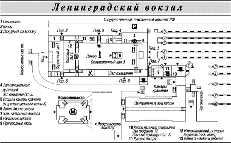 Ленинградский вокзал Москва схема