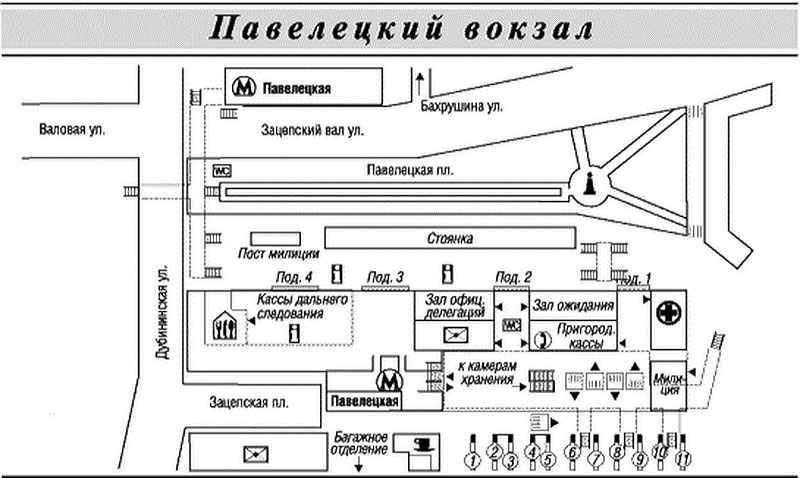 Павелецкий вокзал схема