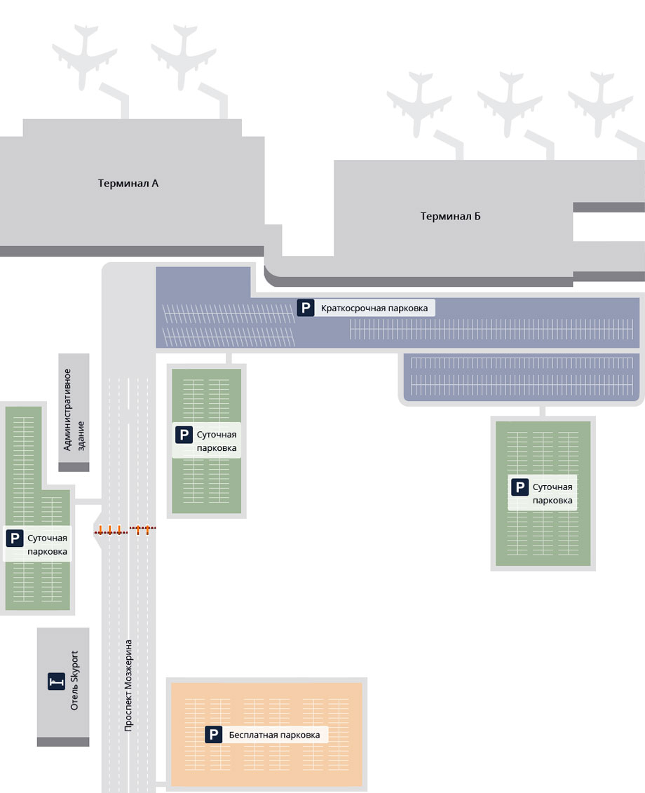 Схема Толмачево - парковки, автобусные остановки